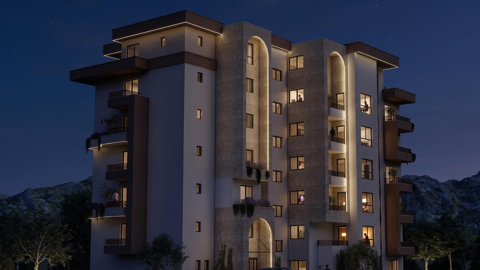Baliv Residence, Bar · Visualisierung bei Abendlicht
